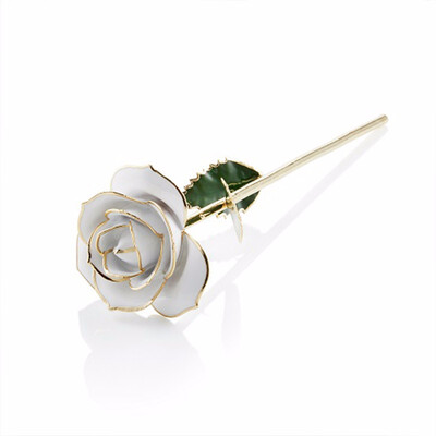 

Daya Anniversary Gold Rose Made from Real Rose Flower Unique Gifts for Wife Woman Girlfriend - White with Stand