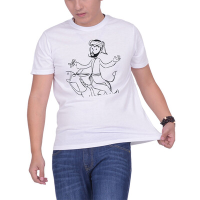 

Mens O Neck Casual Short Sleeves Fashion Cotton T-Shirts Avanti Riding a Donkey Digital Print