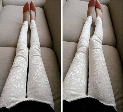 

Fashion Women Casual Lace Flower Slim Fit Skinny Tight Pants Stretch Leggings