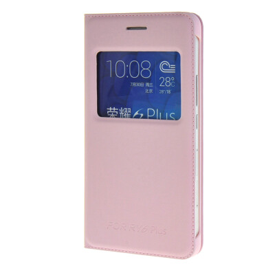

MOONCASE Slim Leather Side Flip Bracket Window Case Cover for Huawei Honor 6 Plus Pink