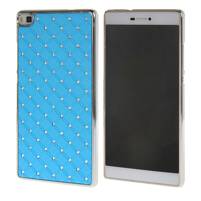 

MOONCASE Huawei P8 Case Hard Luxury Chrome Rhinestone Bling Star Back Case Cover for Huawei Ascend P8 Blue