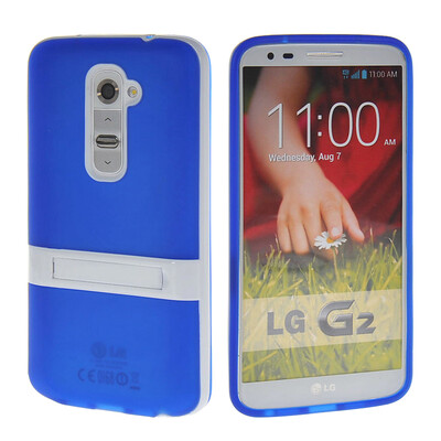 

MOONCASE Мягкие гибкие силиконовый гель ТПУ кожи с Kickstand чехол для LG G2 синий