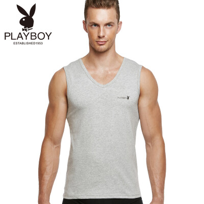 

Playboy Mens Tank Mens Sports Base Wide Shoulder V-Neck Shirt 7540 White