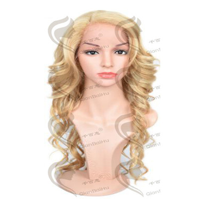 

QianBaiHui Long Wavy Wigs for Women Synthetic Lace Front Wigs Blonde Heat Resistant Hair Wigs Fashion Cosplay Wigs Wig Cap