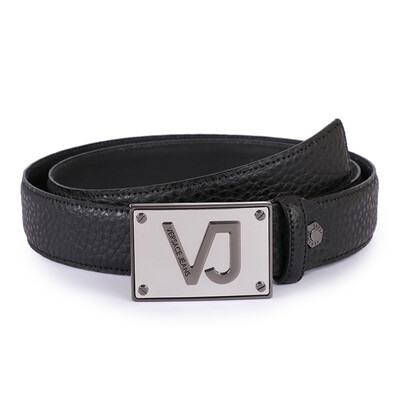 

VERSACE JEANS Versace luxury goods 18 autumn&winter new mens black leather lychee pattern buckle belt belt D8YSBF07 70872 899 95