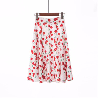 

High Waist Floral Print Women Elegant Skirts Elastic Waist Summer Skirt Casual Party Faldas Mujer Saias