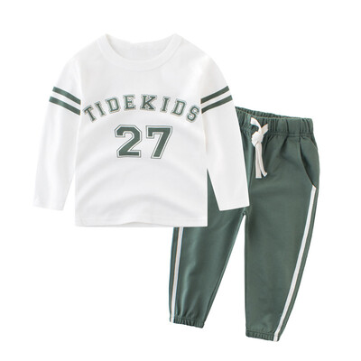 

Tracksuit for boys children clothing kids clothes sports suit for boys&girls striped&letter printed t-shirt&pants