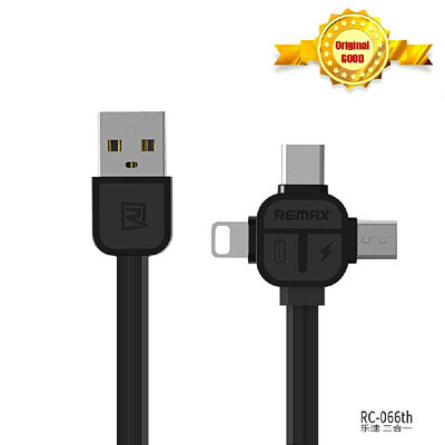

REMAX 3in1 USB C cable Type C 8pin USB Cable to Micro USB Data Cable TPE charging Transfer charger cable for iphone76xiaomi