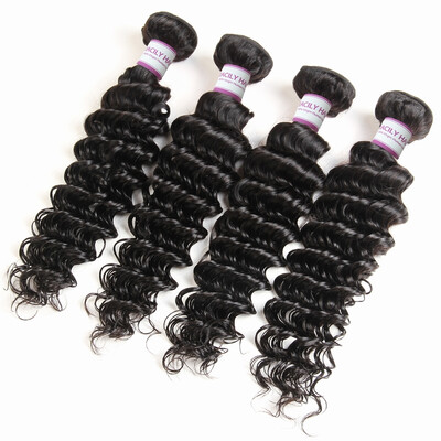 

Racily Hair Peruvian Deep Wave 4 Bundles Natural Black Deep Curly Virgin Hair Human Hair Extensions