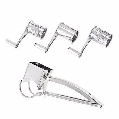 

Stainless Steel Manual Rotary Cheese Grater Slicer Multi-Purpose Cheeses Carrots Cucumbers Cutter Shredder with 3 Interchanging Dr