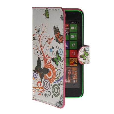 

MOONCASE Butterfly style Leather Side Flip Wallet Card Slot Stand Pouch Case Cover for Nokia Lumia 630