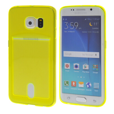 

MOONCASE Case for Samsung Galaxy S6 Edge Flexible Soft Gel TPU Silicone Skin Slim Durable With Card Slot Cover Yellow