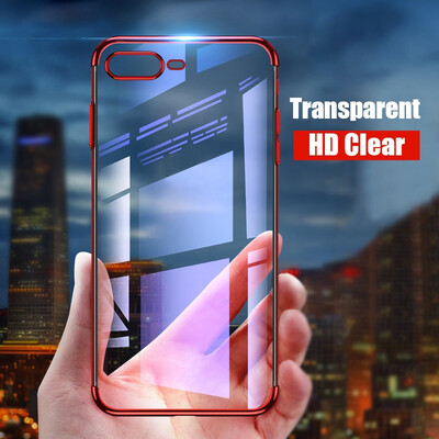 

Luxury Transparent Phone Case For iPhone 7 iphone 6 case Electroplating Soft tpu Silicone Cover For iPhone X 6 6S 7 8 Plus