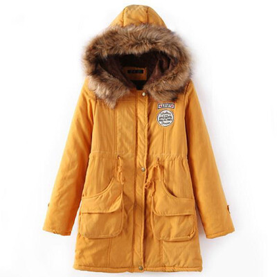 

Thick cotton-padded JacketWinter new arrival fur collar hooded coat womens cotton-padded coat large size