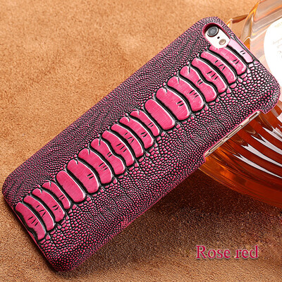 

Genuine Leather Phone Case For iPhone 6 6S Plus Case Ostrich Foot Texture Back Cover For X 7 8 Plus Case