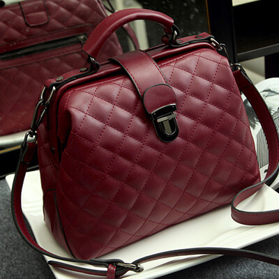 

Womens Lock Quilted Plaid Leather Messenger Handbags Scrub Purse Crossbody Bags