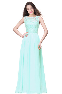 

Evening A-line Prom Dress Long Bridesmaid Party Gown Women Chiffon Lace Dresses