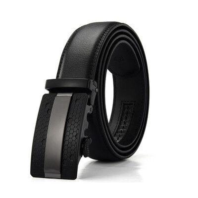 

XHtang Mens Belt Genuine Leather Automatic Buckle belt For Waistband Ratchet Strap Black Leather Belt Designer Belt For Jeans Gift