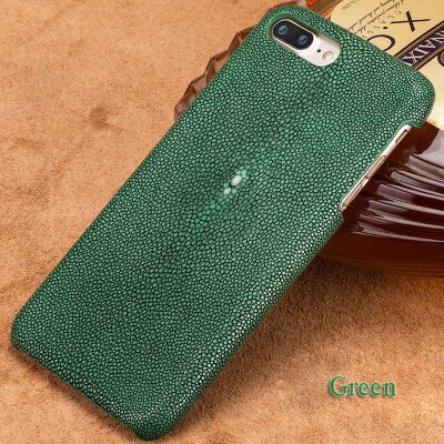 

Genuine Leather Phone Case For iPhone 7 8 Plus Case Natural Pearl Fish Skin Back Cover For X 7 8 Plus Case