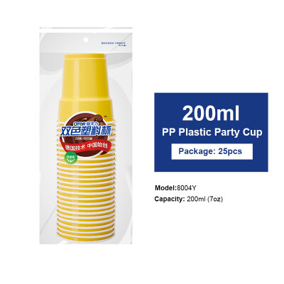 

OTOR Party Plastic Cups World Cup Drink or Birthday Wedding Decoration Home Game Party Beer Pong Disposable 200ml 25pcs