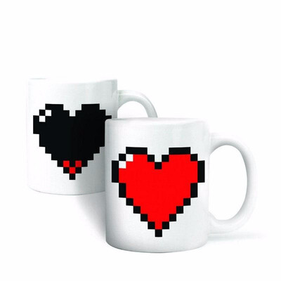 

Hot Changing Color Cups Heat Reactive Mugs Heart Shaped