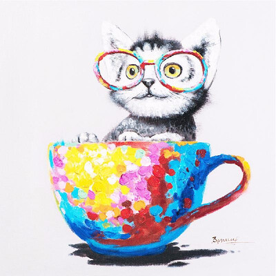 

50 50cm HD Printed Frameless Cat Canvas Painting Wall Art Pictures Decor for Home Living Room Bedroom