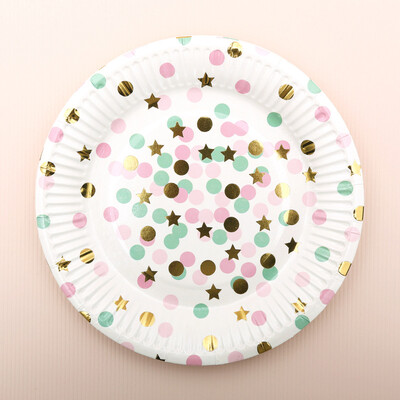 

FANLUS Value Pack Cupcake Toppers Picks- Various Themes 7 inch Party paper plate with Gold Foil 10 PCS "Stars& Sparkles Theme"