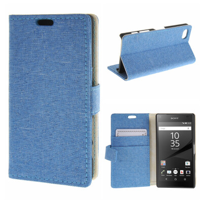 

MOONCASE Case for Sony Xperia Z5 Compact ( Z5 Mini ) Denim Design Flip Folio Wallet Card Slot Stand Case Cover Blue 01