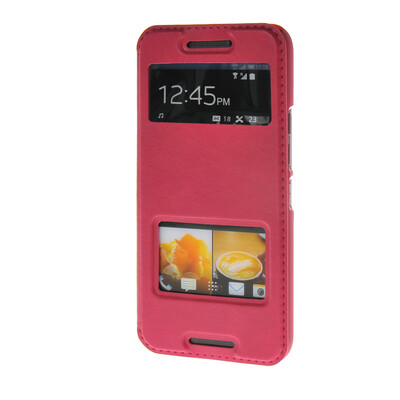 

MOONCASE Slim Hard board Leather Side Flip Wallet Stand Pouch ЧЕХОЛ ДЛЯ HTC One M9 Hot pink