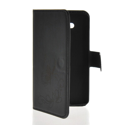 

MOONCASE Butterfly Design Leather Side Flip Wallet Card Slot Pouch Stand Shell Back Case Cover for LG L Fino D295 Black