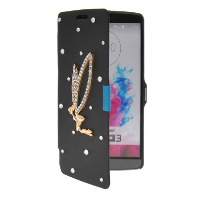 

MOONCASE Bling Rhinestone Crystal Ultre Slim Leather Side Flip Wallet Shell Back ЧЕХОЛ ДЛЯ LG G3 Black