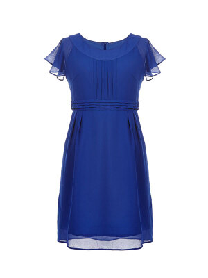 

Lady O Neck Solid Ruffles Summer Dress