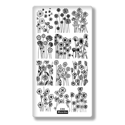 

Mezerdoo Summer Theme Rectangle Nail Stamping Plates Icecream Love Star Flower Pattern Nail Art Stamp Template Image Plate C56