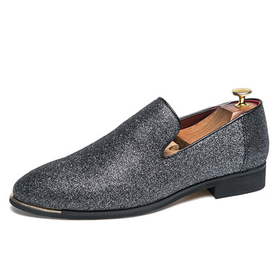 

DJSUNNYMIX Men Fashion paisley Business Shoes Leather Pointed Toe Wedding Slip-On Casual Flat Shoes
