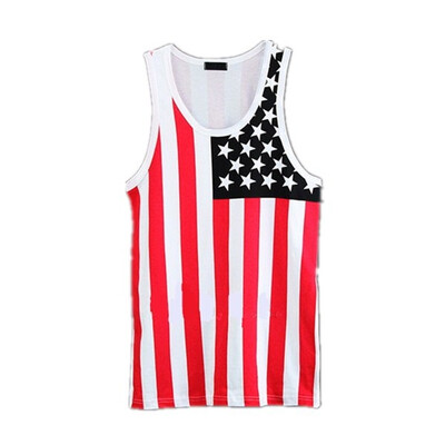 

Mens Hiphop Fashion American Flag Printed Vest Mens Undershirt For Men Bodybuilding Gym Sleeveless Tank Top