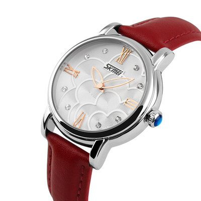 

skmei 9095 моды для женщин случайных кожаным ремешком розы камелия часы