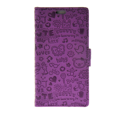 

MOONCASE Cute Little Witch Leather Side Flip Wallet Card Holder Stand Pouch ЧЕХОЛ ДЛЯ Huawei Ascend P8 Lite Purple