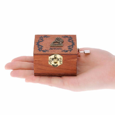 

Retro Wooden Musical Box Hand Crank Music Box Exquisite Workmanship 4 Patterns for Option