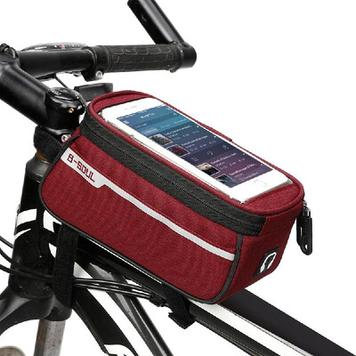 

MTB Bicycle Top Tube Phone Bag for 6" Screen Size Bike Front Frame Bag with Headphone Hole