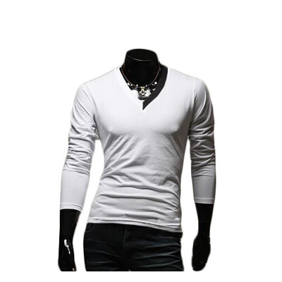 

Zogaa Spring New Mens T-shirt V Collar Slim Long Sleeve