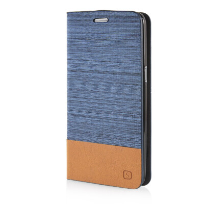 

MOONCASE Canvas Design Leather Side Flip Pouch Stand Shell Back ЧЕХОЛ ДЛЯ Samsung Galaxy Grand Prime G5308W Light Blue