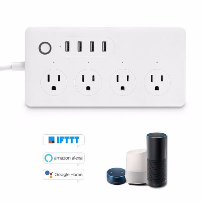 

WiFi Smart Power Strip Socket Surge Protector Compatible with Alexa Google Home Voice Control Multi-Plug Timer Switch Power Strip