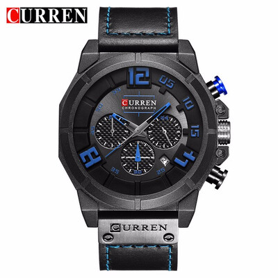 

CURREN 8287 Top Brand Chronograph Quartz watches Men 24 Hour Date Men Sport Leather Wrist Watch