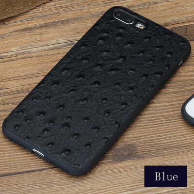 

Genuine Leather Phone Case For iPhone 7 8 Plus Ostrich Texture Back Cover For X 6 6S Plus Cases