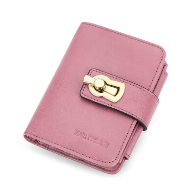 

Scarecrow MEXICAN Wallet Female Short Leather Student Korean Retro Three-fold Multi-function Wallet Light Purple