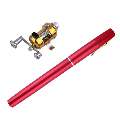 

Mini Portable Aluminum Alloy Pocket Pen Shape Fish Fishing Rod Pole With Reel Gold