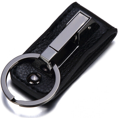 

Jingdong Supermarket] JOBON Bangzhong key ring car key chain ring belt wear easy to remove fiber leather ZB-001B black