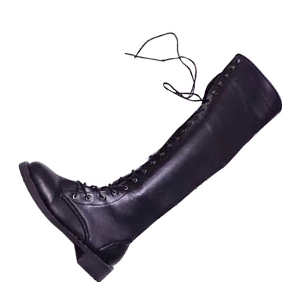 

Women Casual Shoe Lace Up Over Knee Thigh Flat Heel Riding Military Boot