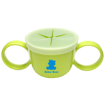 

small white bear baby anti-sprinkle snack cup bowl baby with a handle can be crawled food bowl 09039