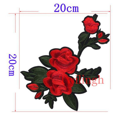 

1 Pcs Top New Brand Patches Bird Red Rose Flower Embroidered Patch DIY Iron On Sew On Fabric Repair Clothing For Wedding Patches